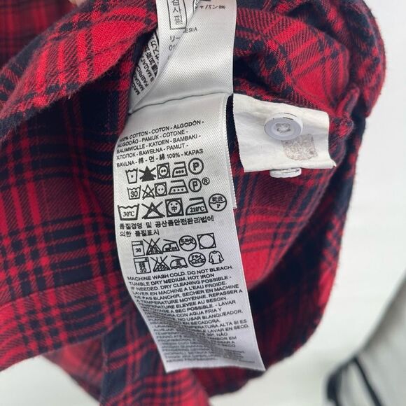 Levi’s flannel shirt top button down plaid red black small - Picture 8 of 10